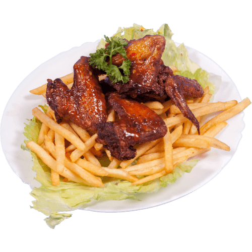 Marinovaná křídla, šopský salát